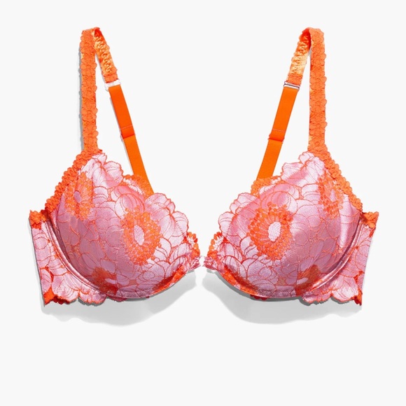 Savage X Fenty Bra Womens XS Perfect Poppies Unlined Lace Demi Racerback pink - Picture 9 of 10